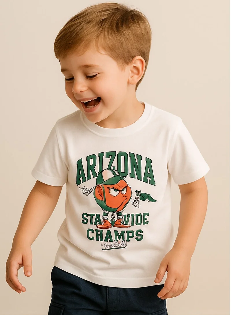 victor and jane Boys Graphic Summer T-Shirt -Off-White